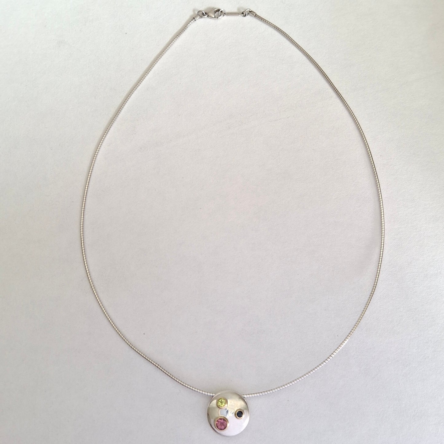 Vintage Sterling Silver Tiffany & Co Etoile Necklace with Peridot Sapphire and Tourmaline set in 18k Gold