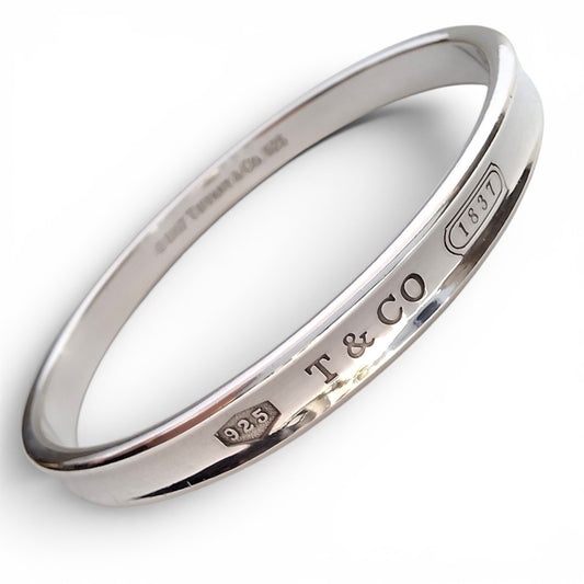 Vintage Tiffany & Co 1837 Narrow Bangle Bracelet Size Small in Hallmarked Sterling Silver