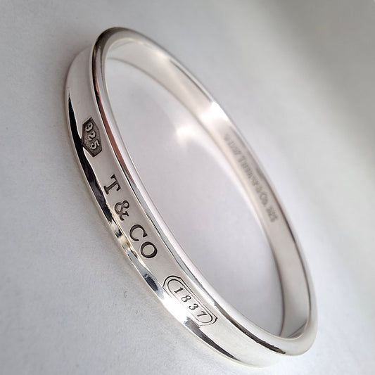 Vintage Tiffany & Co 1837 Narrow Bangle Bracelet Size Small in Hallmarked Sterling Silver