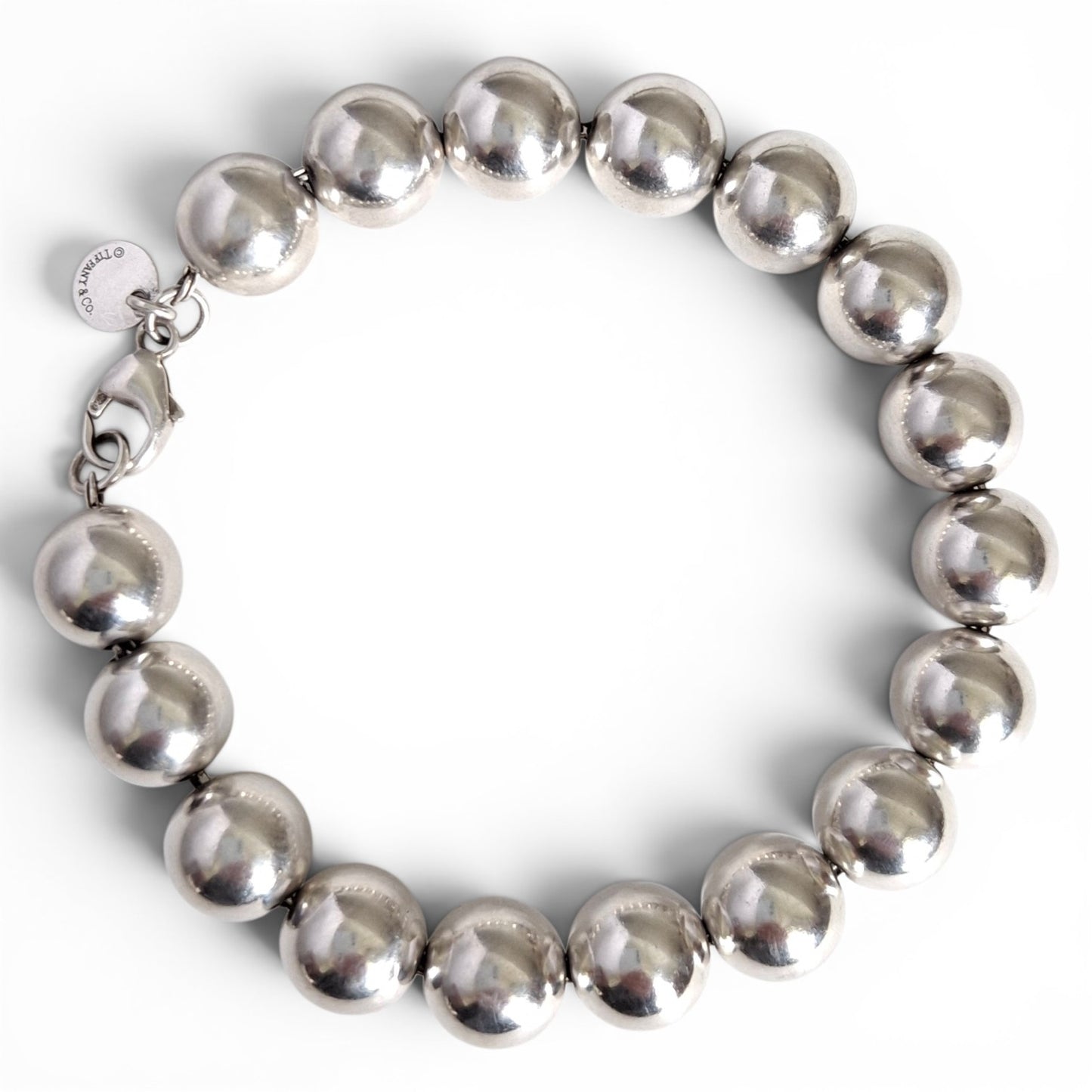 Vintage Tiffany & Co 10mm HardWear Ball Bracelet in Sterling Silver with Pouch