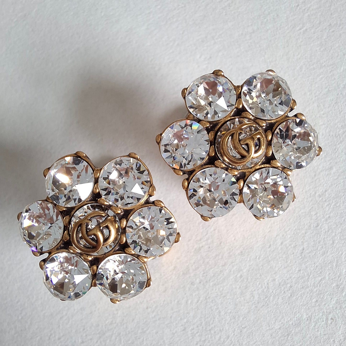 Gucci Marmont GG Logo Crystal Earrings with Box & Pouch