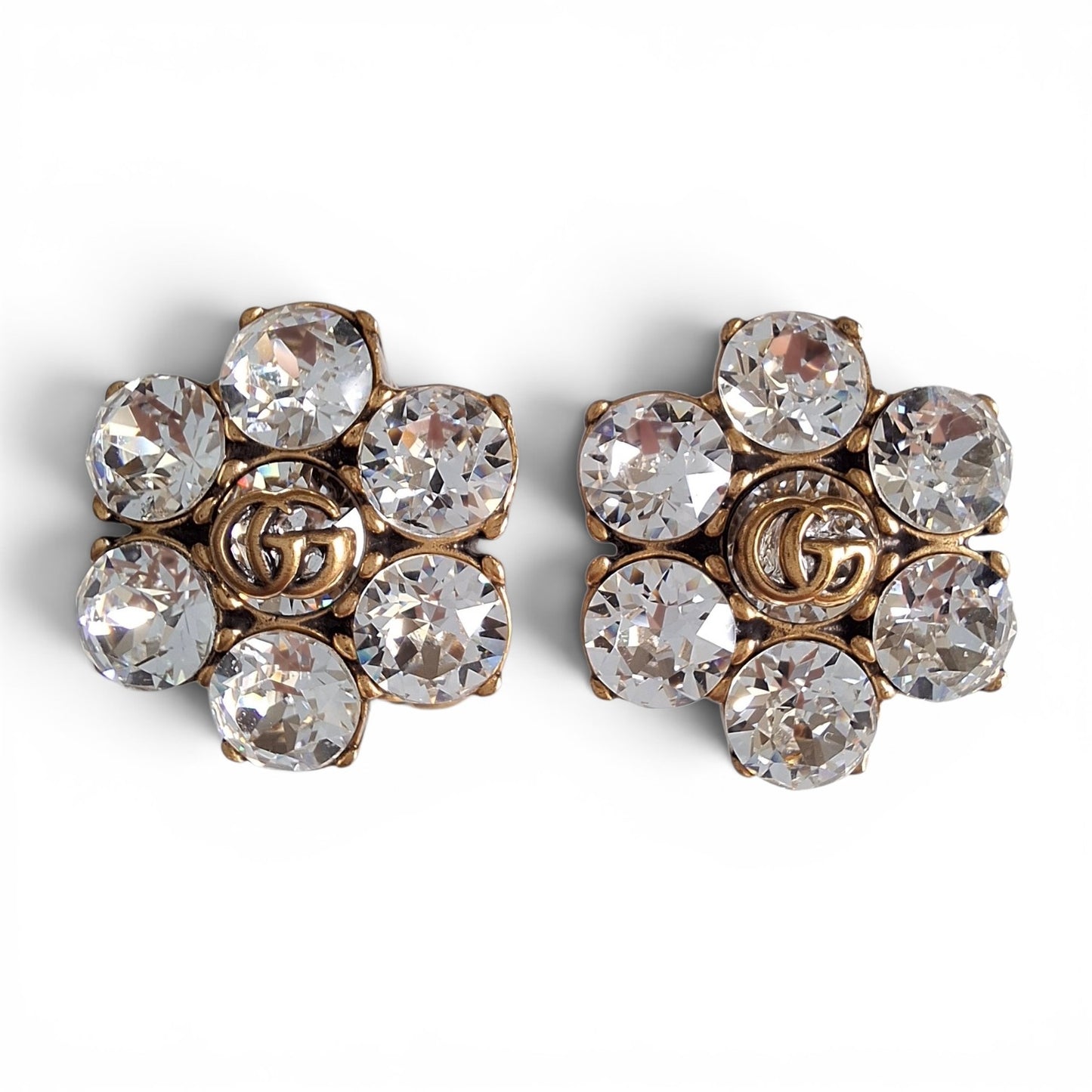 Gucci Marmont GG Logo Crystal Earrings with Box & Pouch
