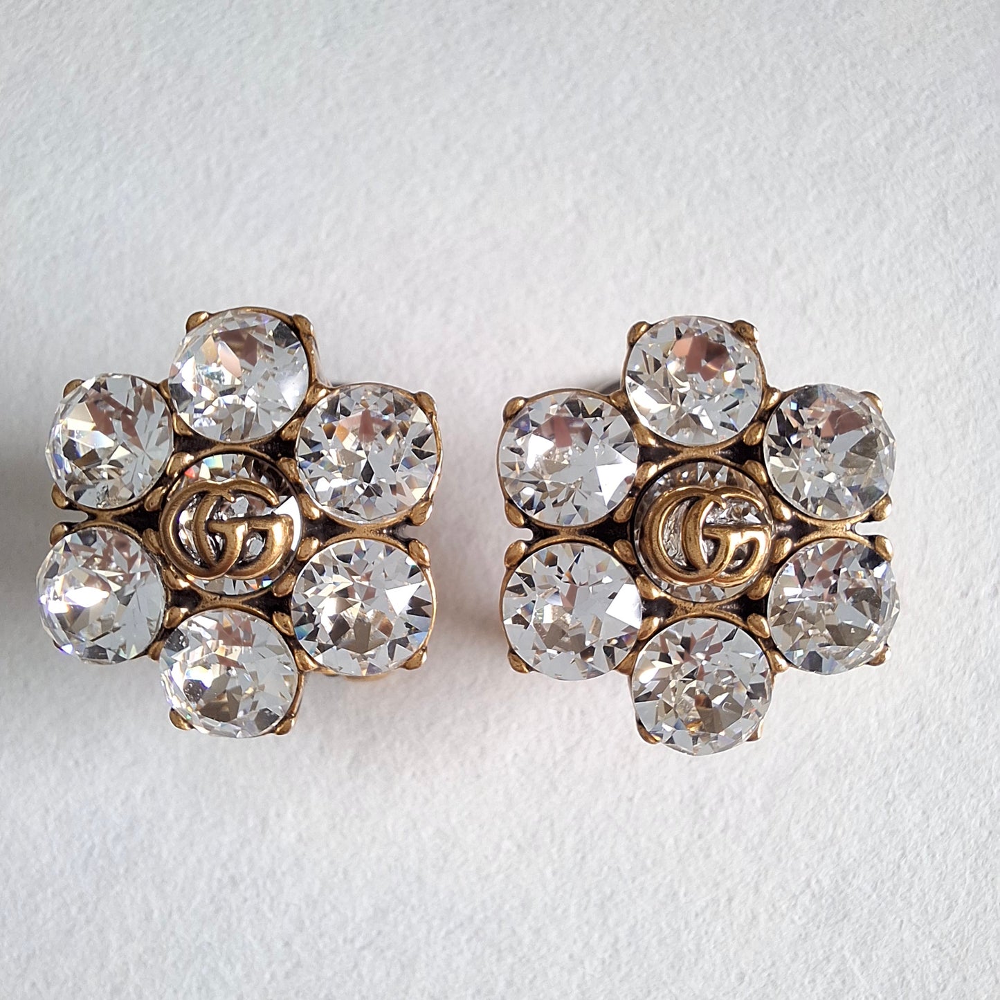 Gucci Marmont GG Logo Crystal Earrings with Box & Pouch