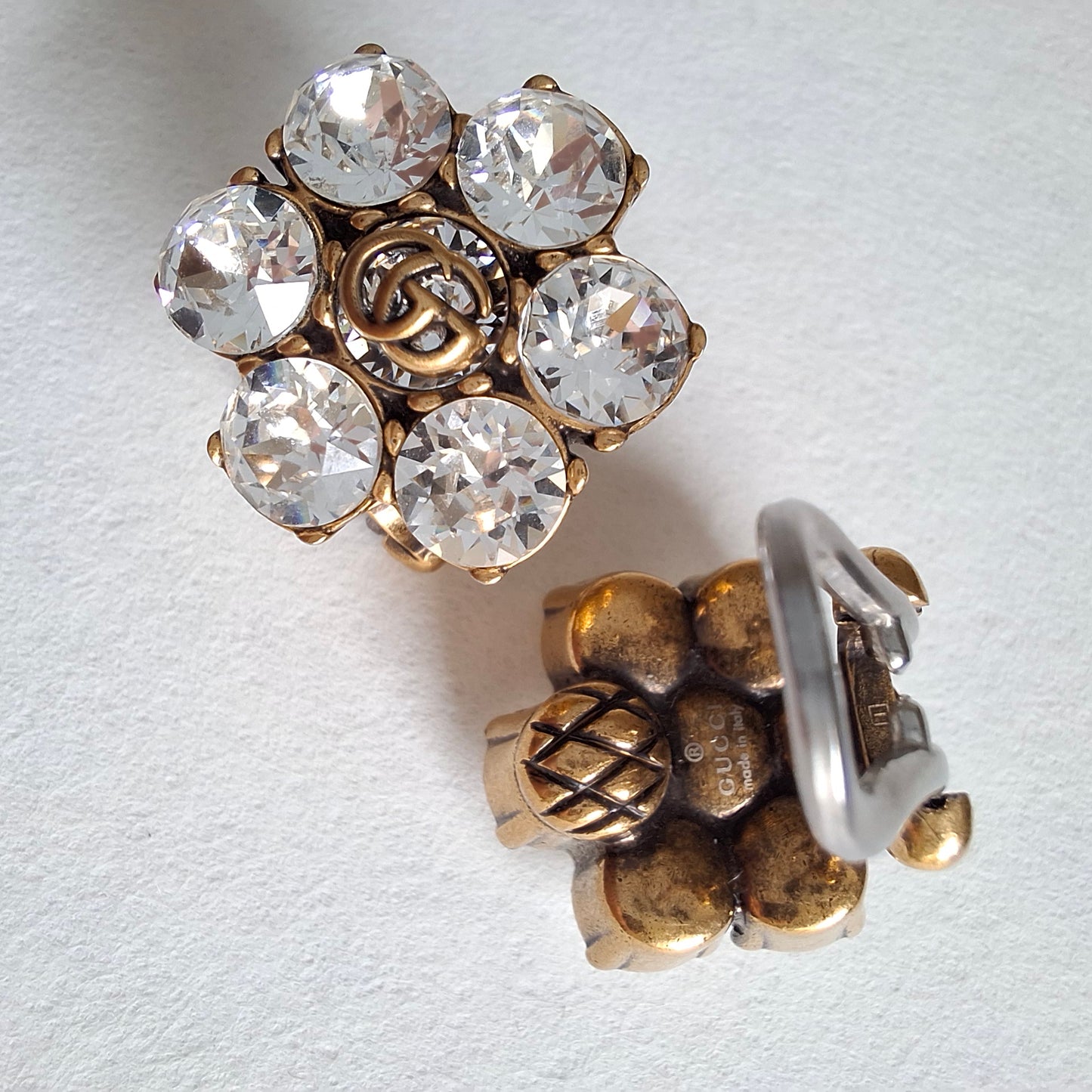 Gucci Marmont GG Logo Crystal Earrings with Box & Pouch