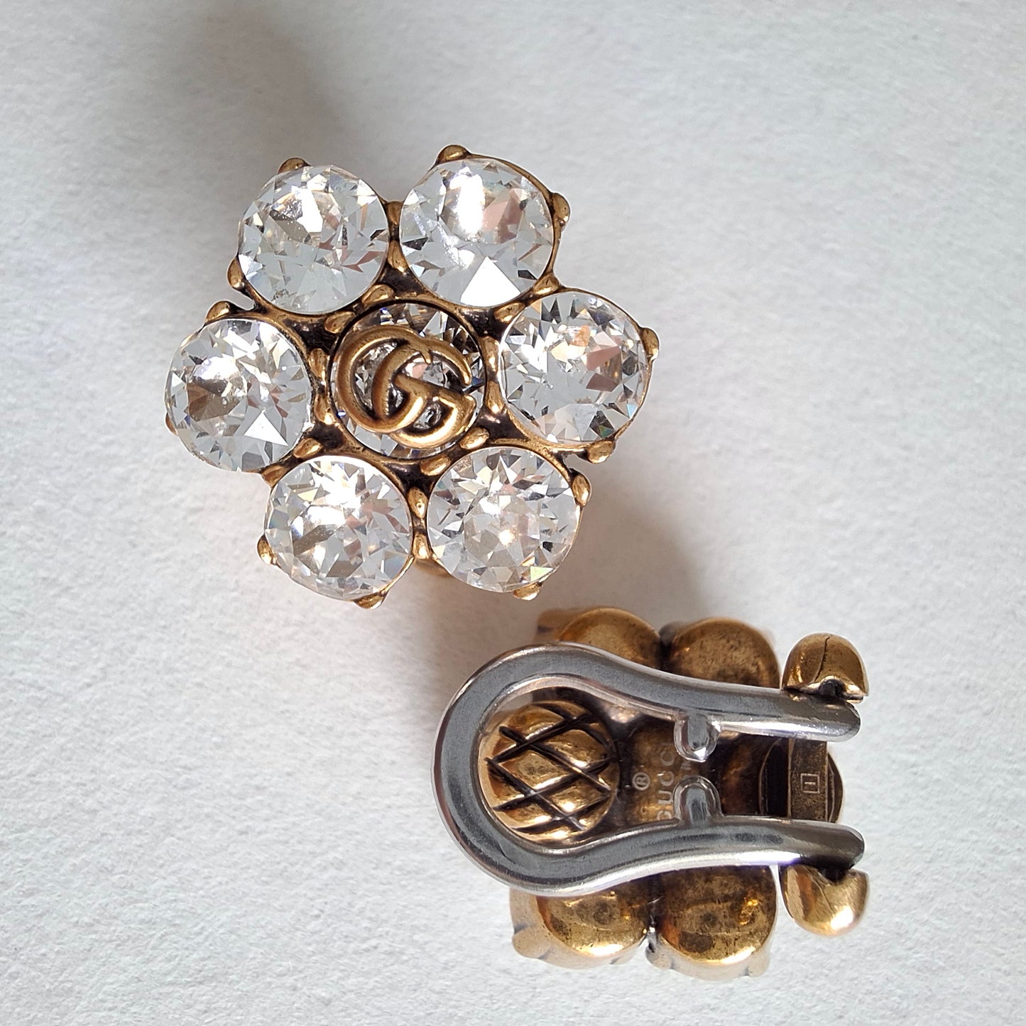 Gucci Marmont GG Logo Crystal Earrings with Box & Pouch