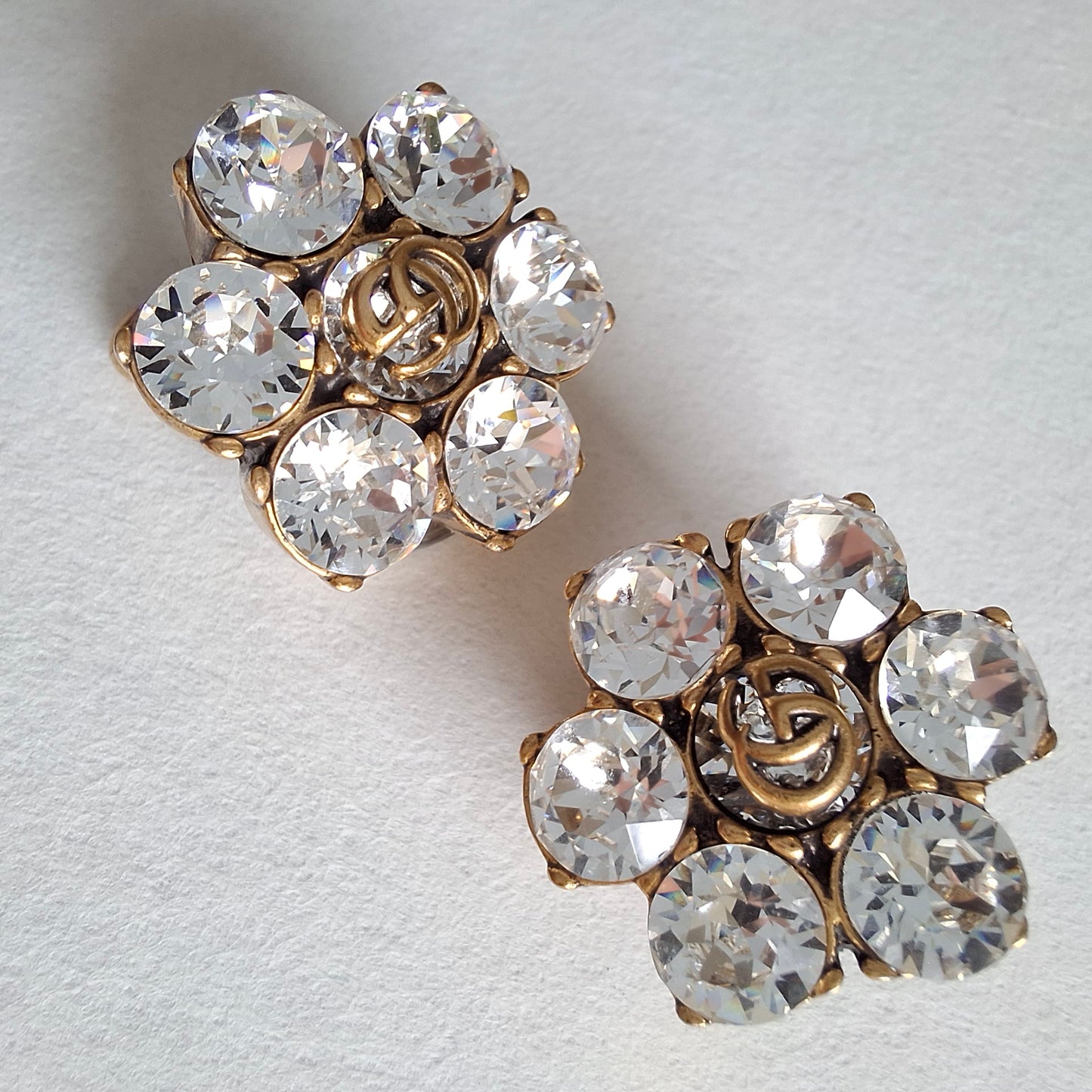 Gucci Marmont GG Logo Crystal Earrings with Box & Pouch