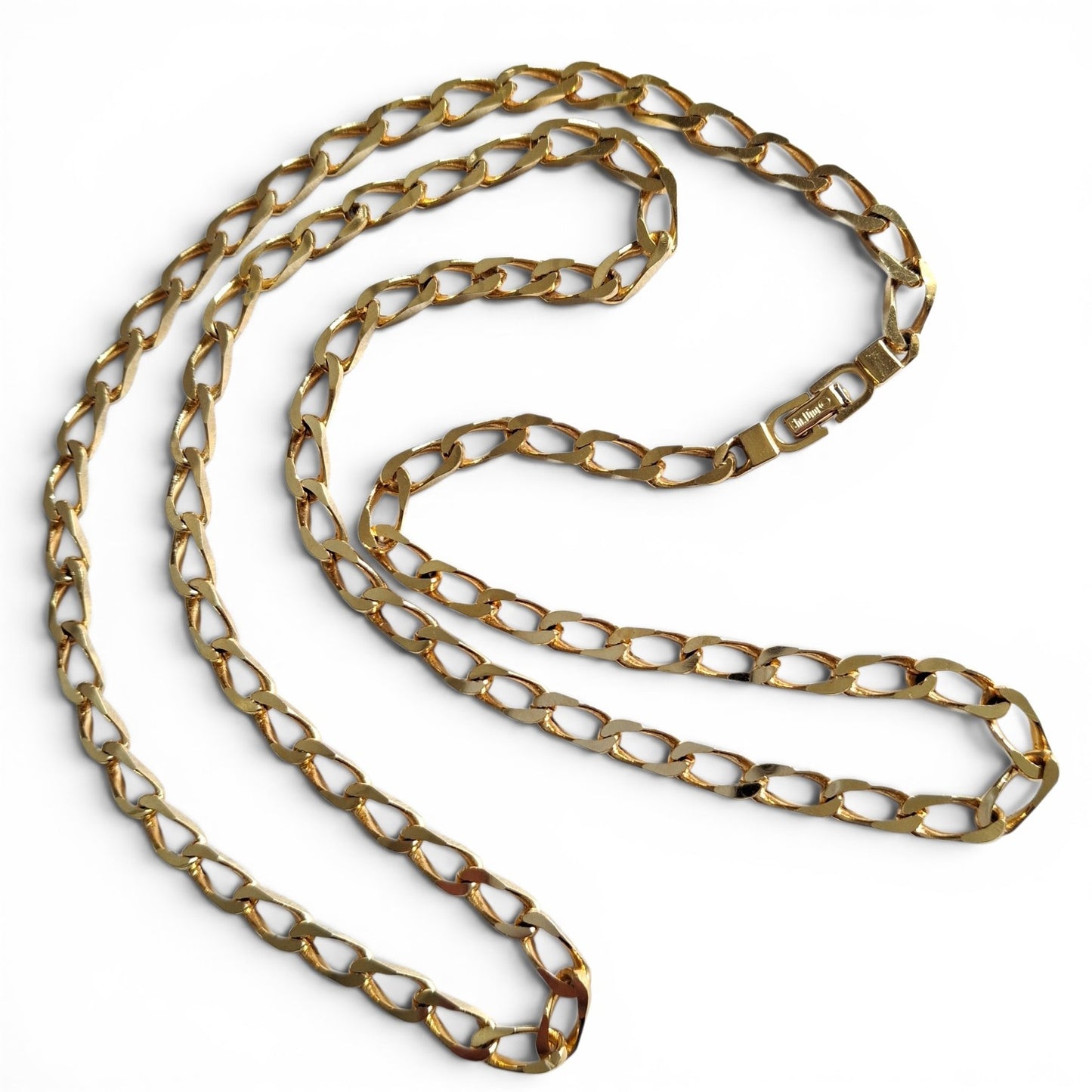Vintage Christian Dior Plain Long Gold Plated Curb Link Necklace