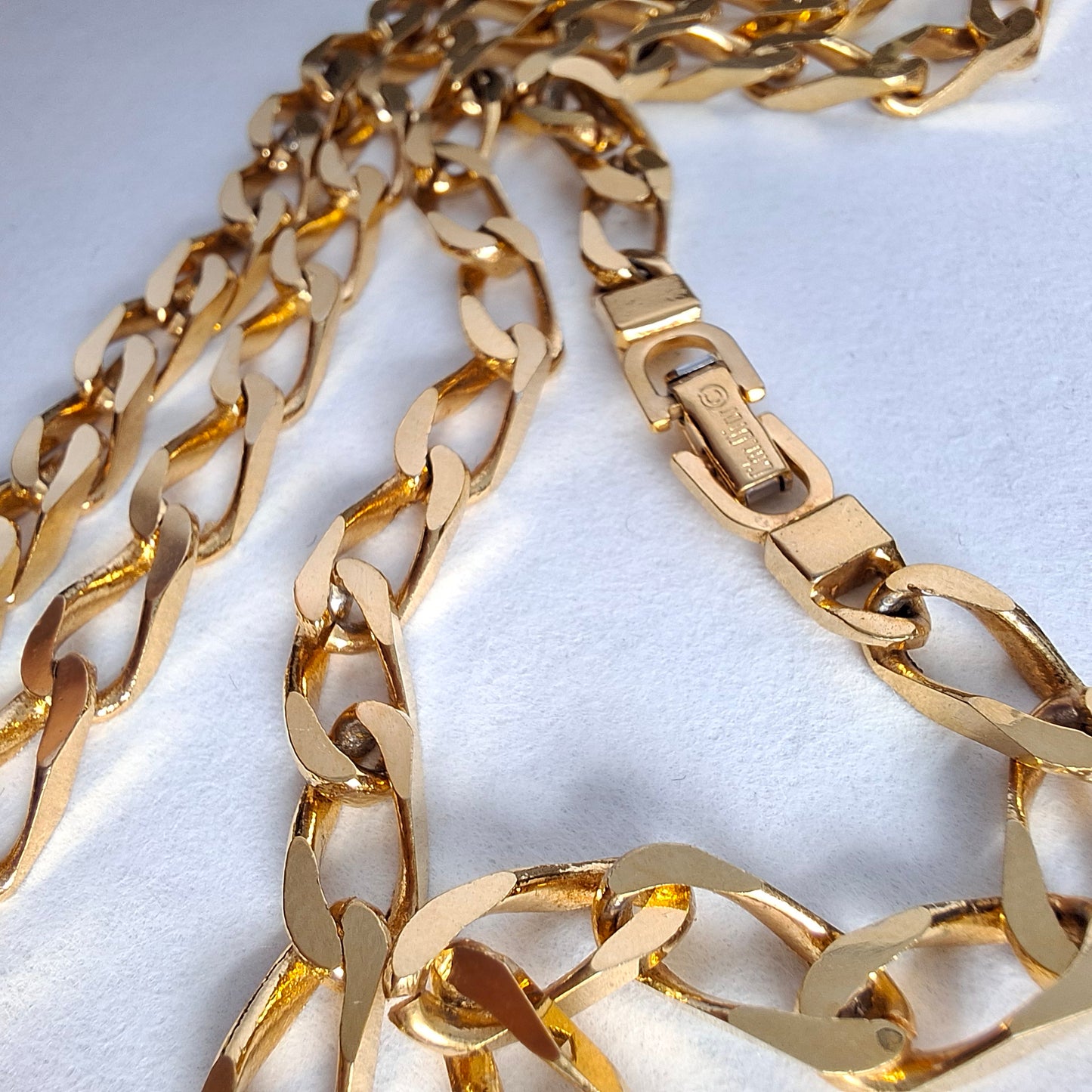 Vintage Christian Dior Plain Long Gold Plated Curb Link Necklace