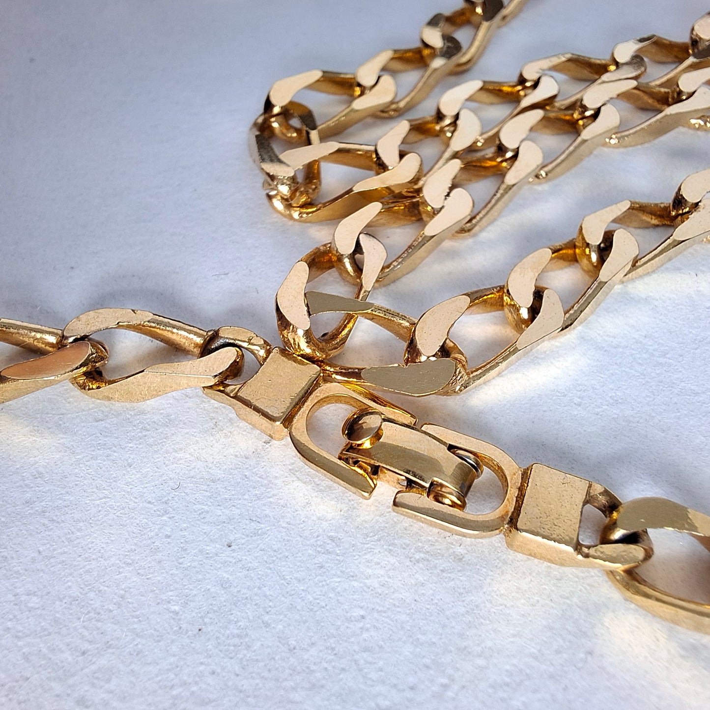 Vintage Christian Dior Plain Long Gold Plated Curb Link Necklace