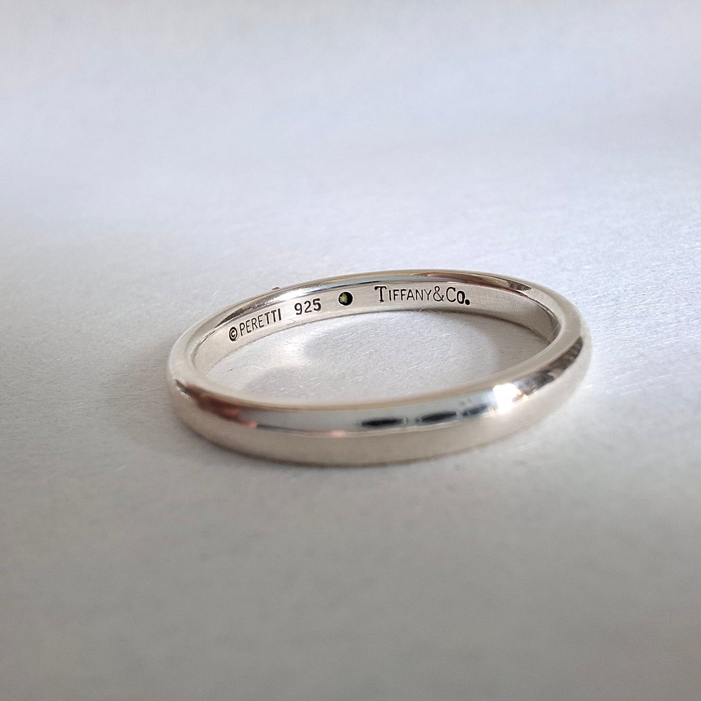 Tiffany & Co Elsa Peretti Design Sterling Silver Emerald Band Ring