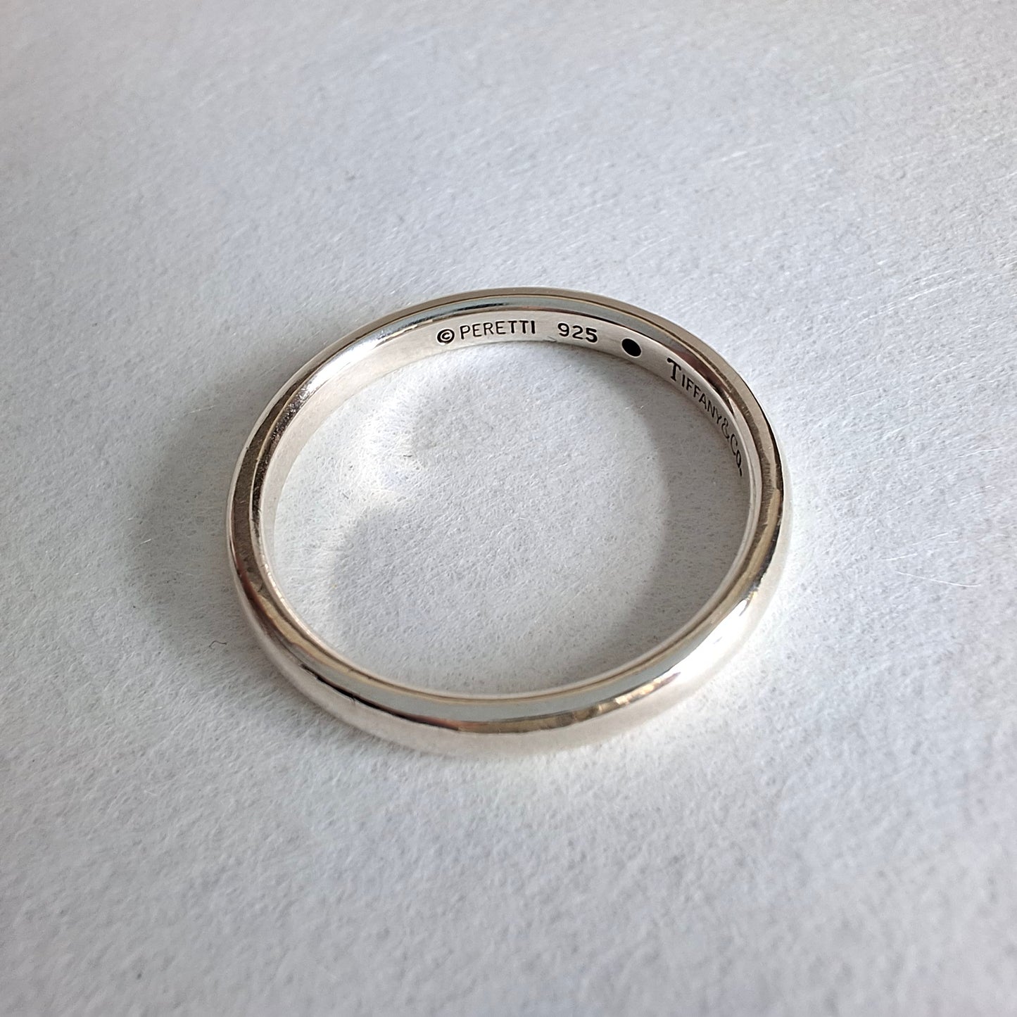 Tiffany & Co Elsa Peretti Design Sterling Silver Emerald Band Ring