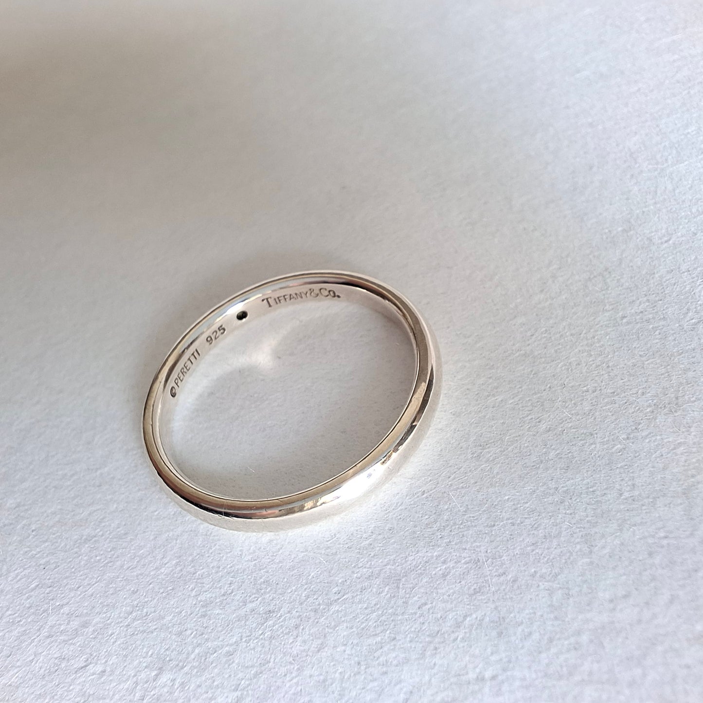 Tiffany & Co Elsa Peretti Design Sterling Silver Emerald Band Ring