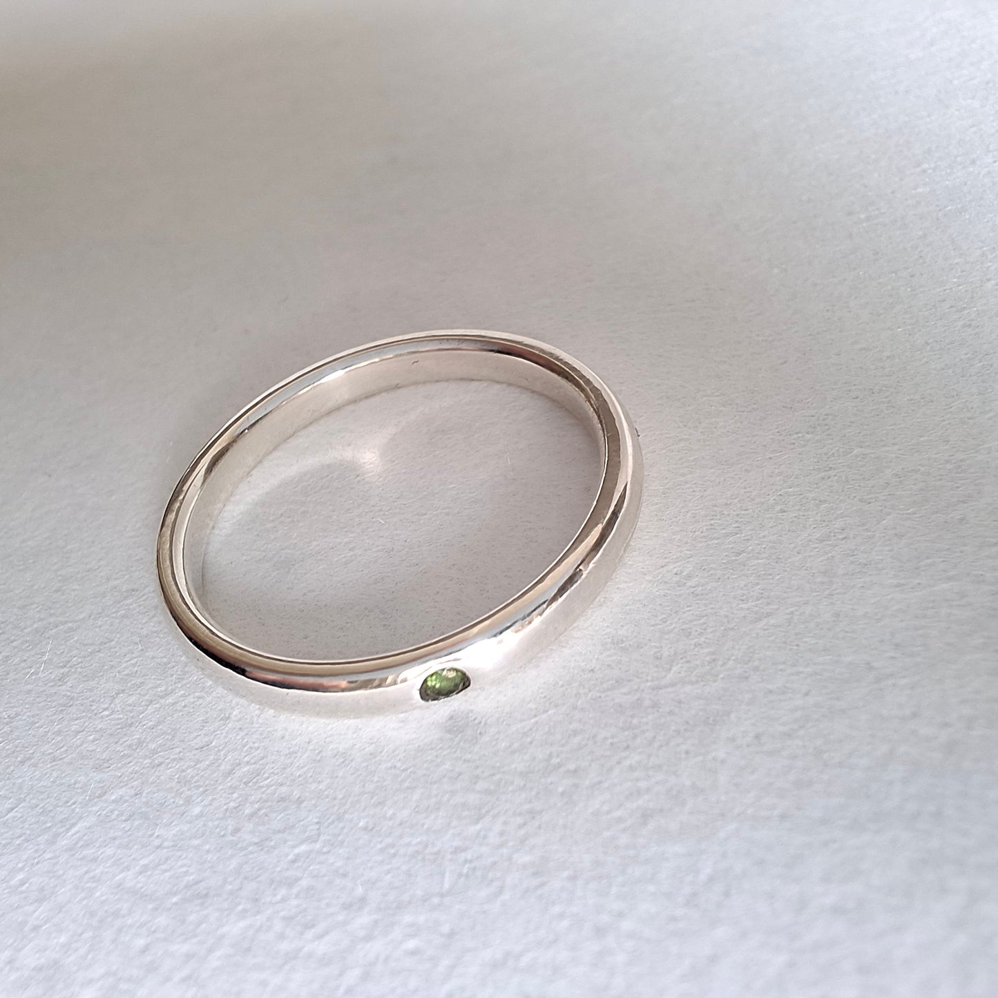 Tiffany & Co Elsa Peretti Design Sterling Silver Emerald Band Ring