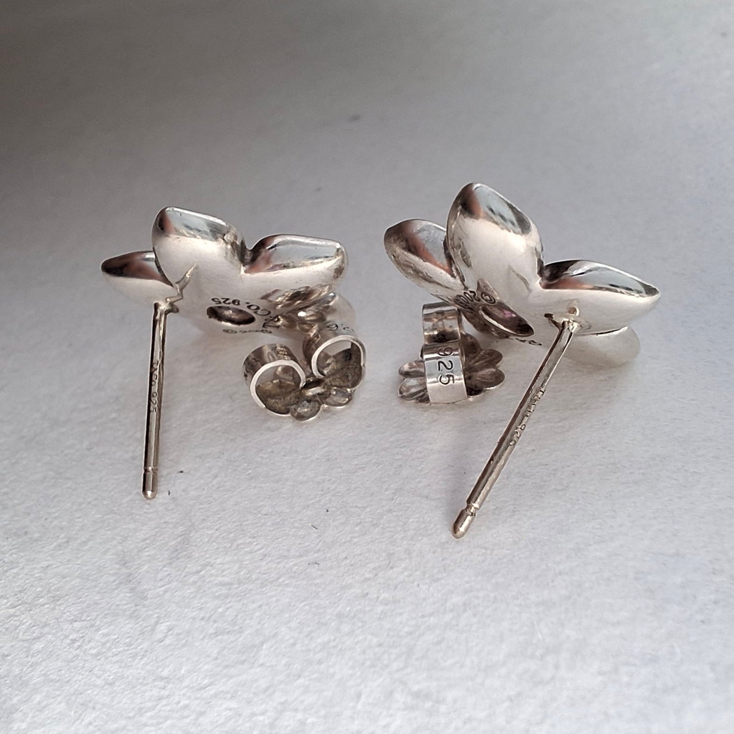 Vintage 2003 Tiffany & Co Sterling Silver Tourmaline Flower Earrings