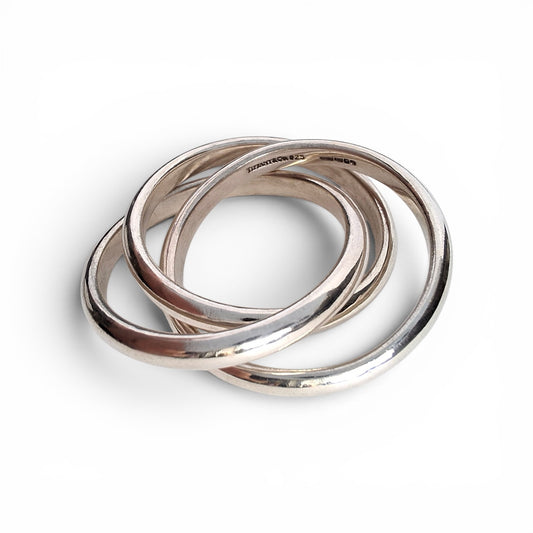 Vintage Tiffany & Co Triple Band Interlocking Circles Ring in Hallmarked Sterling Silver