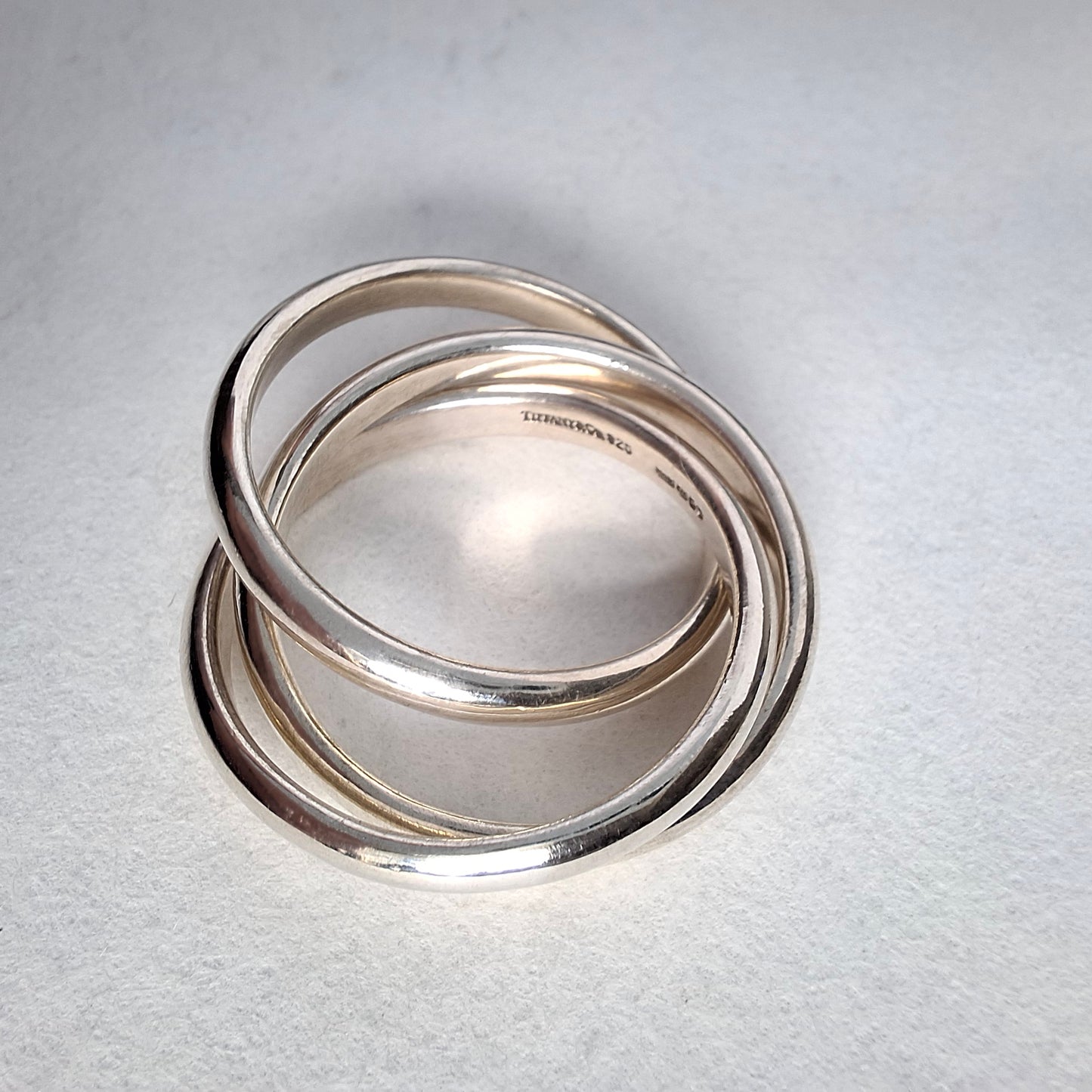 Vintage Tiffany & Co Triple Band Interlocking Circles Ring in Hallmarked Sterling Silver