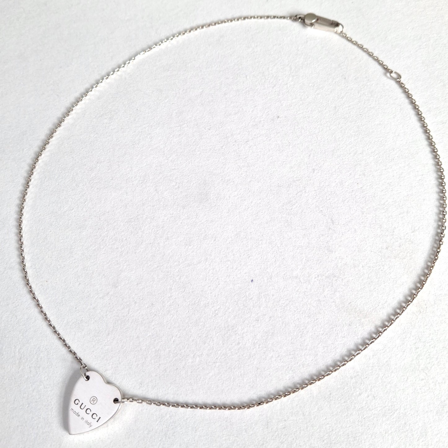 Gucci Heart Sterling Silver Trademark Logo Necklace