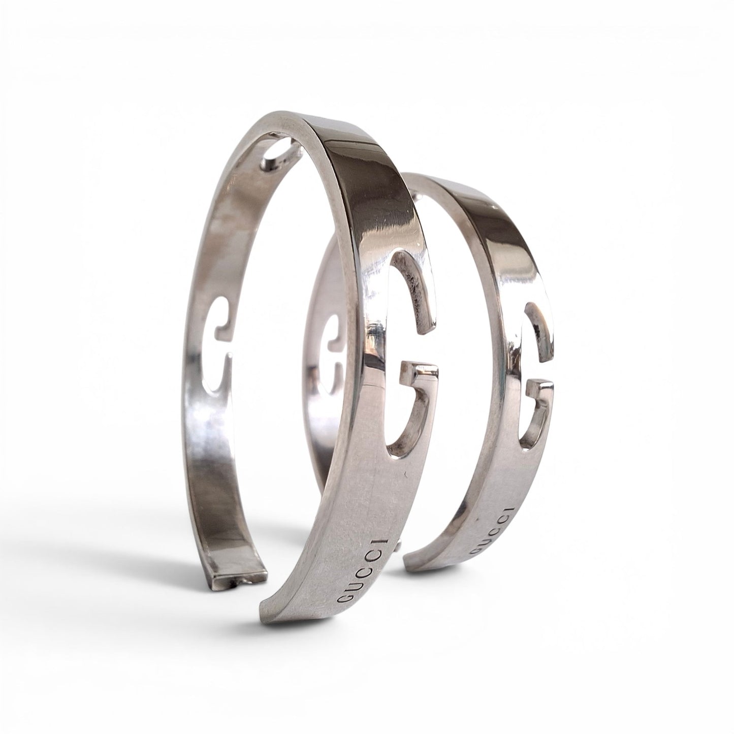 Gucci G 42mm Hoop Earrings in Hallmarked Sterling Silver