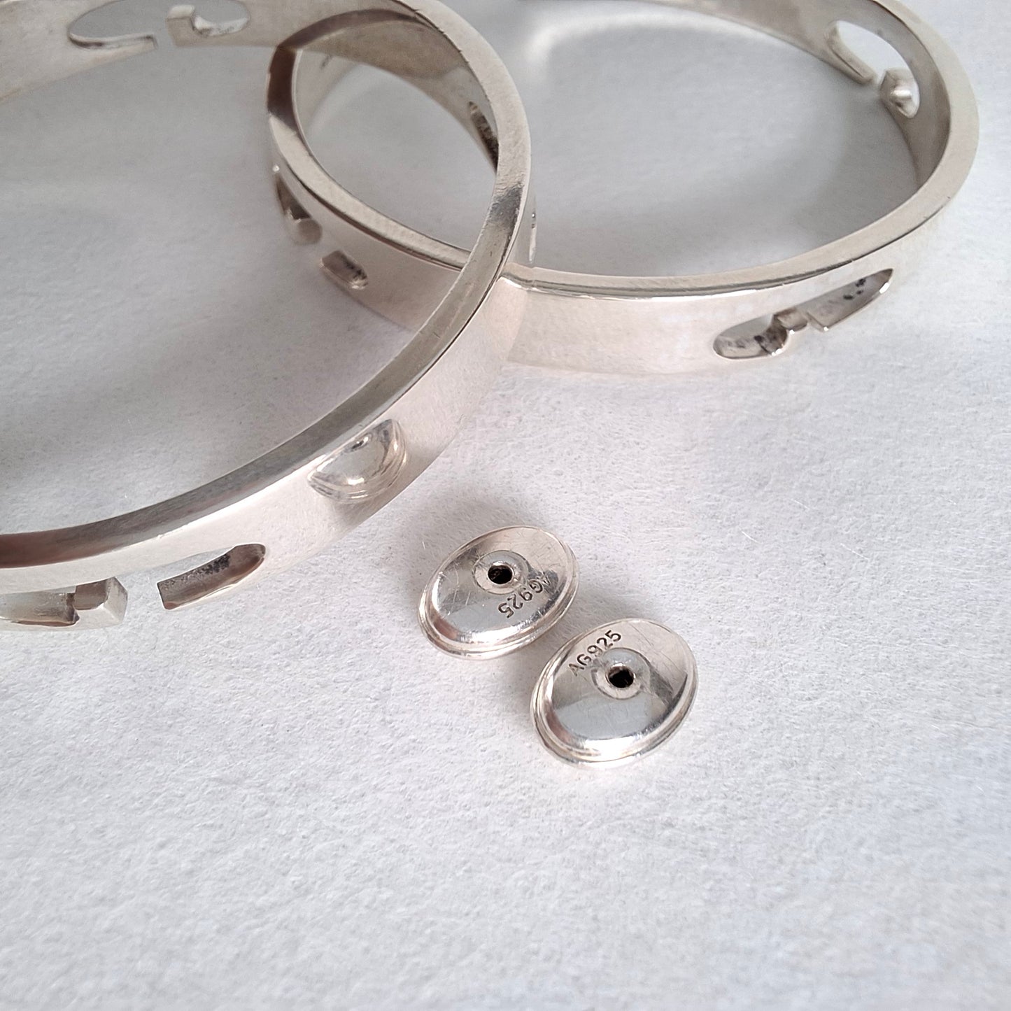 Gucci G 42mm Hoop Earrings in Hallmarked Sterling Silver