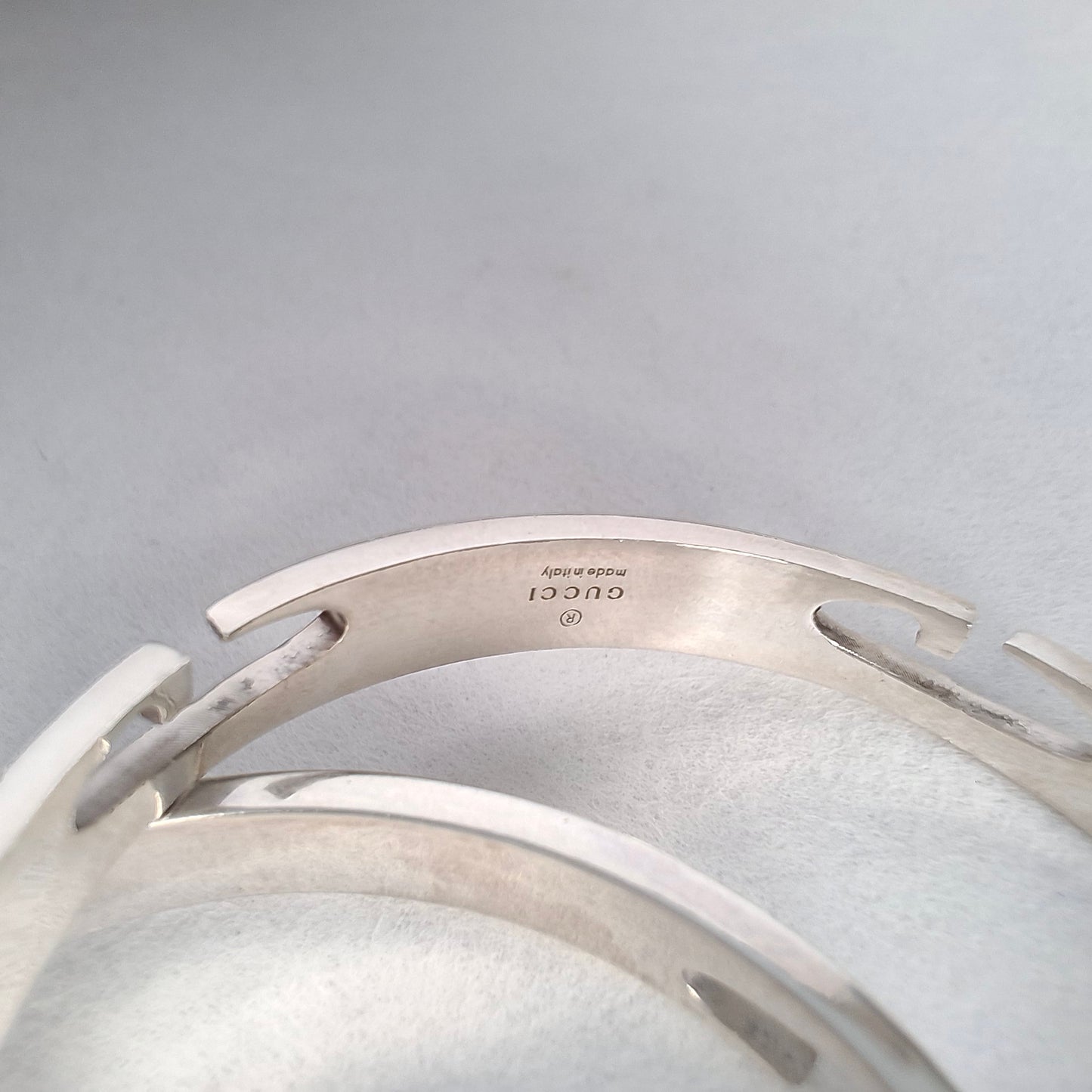 Gucci G 42mm Hoop Earrings in Hallmarked Sterling Silver