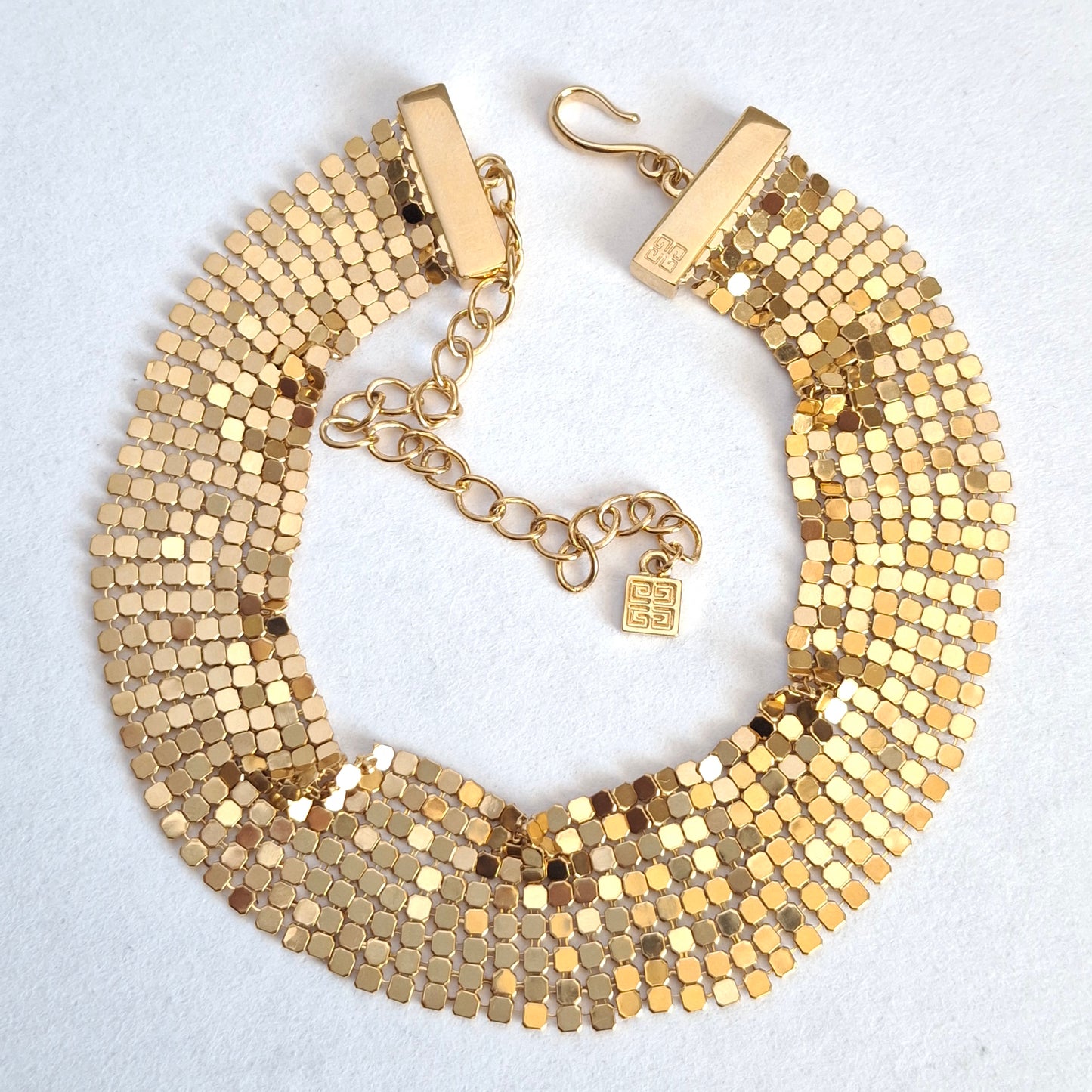 Vintage Givenchy Gold Plated Mesh Choker Necklace