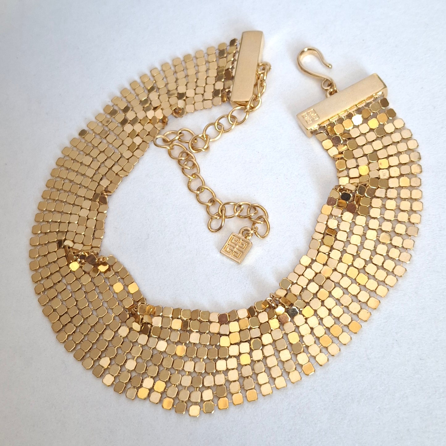 Vintage Givenchy Gold Plated Mesh Choker Necklace