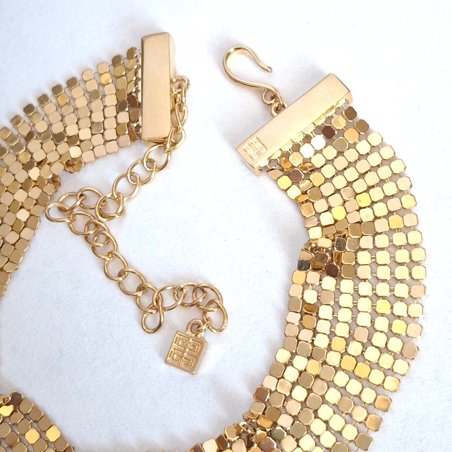 Vintage Givenchy Gold Plated Mesh Choker Necklace