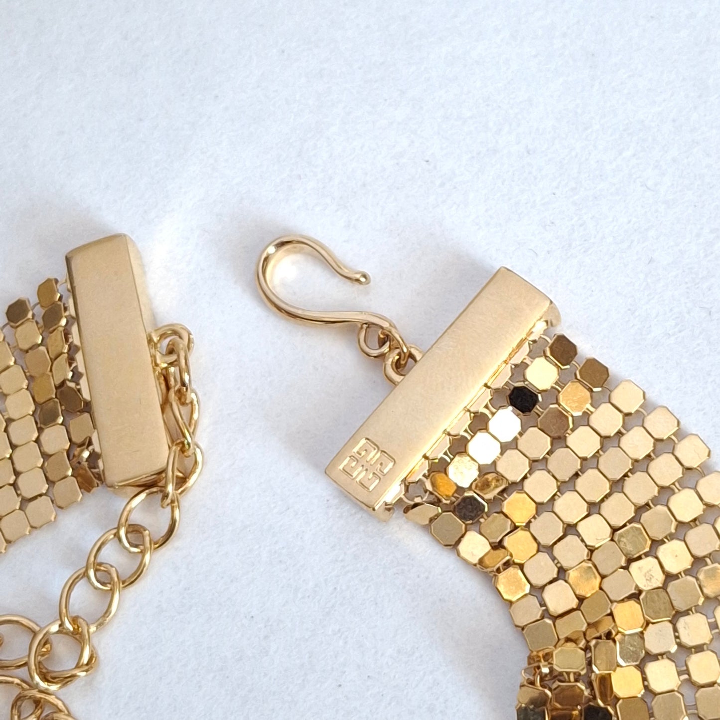 Vintage Givenchy Gold Plated Mesh Choker Necklace