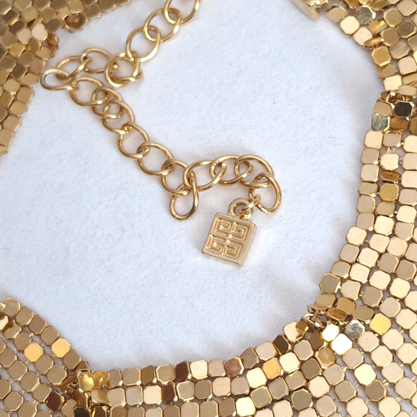 Vintage Givenchy Gold Plated Mesh Choker Necklace