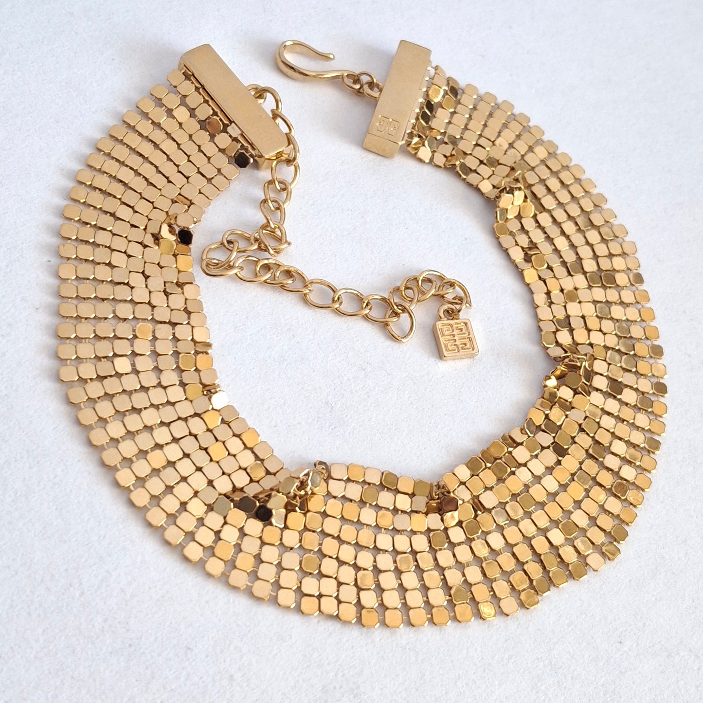 Vintage Givenchy Gold Plated Mesh Choker Necklace