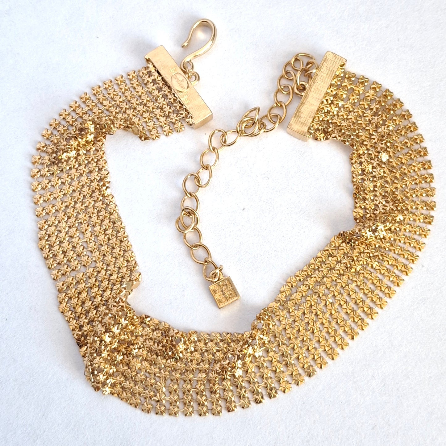 Vintage Givenchy Gold Plated Mesh Choker Necklace