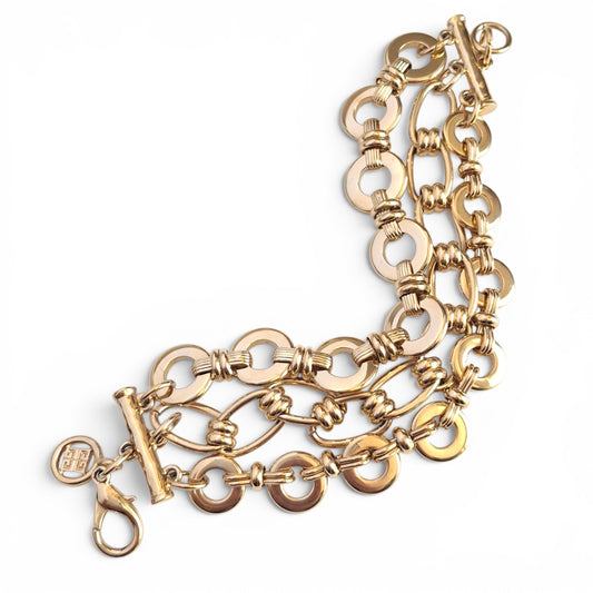 Vintage Givenchy Bijoux Multistrand Gold Plated Bracelet