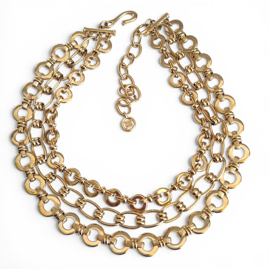Vintage Givenchy Bijoux Gold Plated Multistrand Necklace