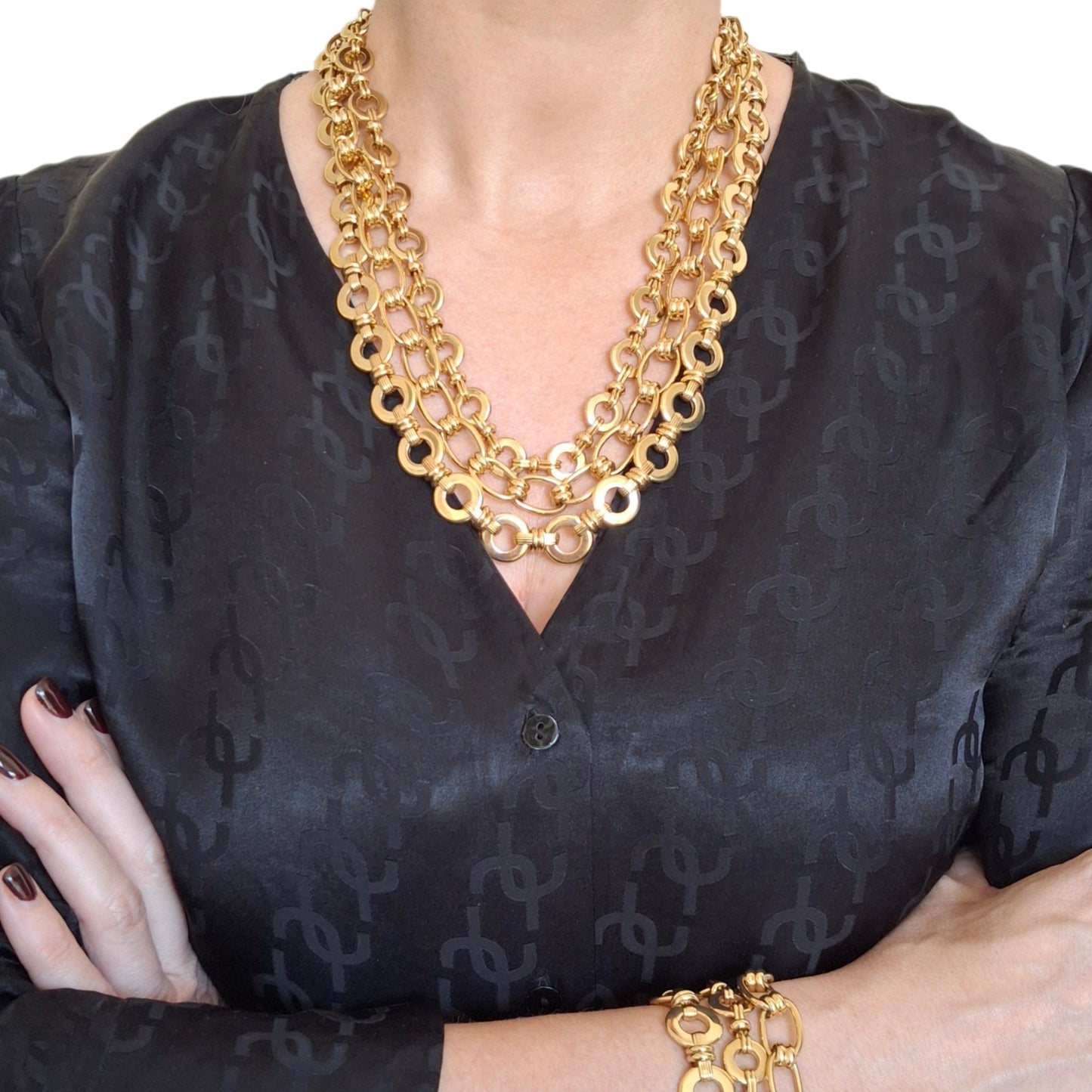 Vintage Givenchy Bijoux Gold Plated Multistrand Necklace