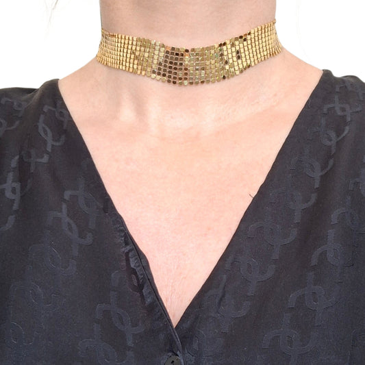 Vintage Givenchy Gold Plated Mesh Choker Necklace