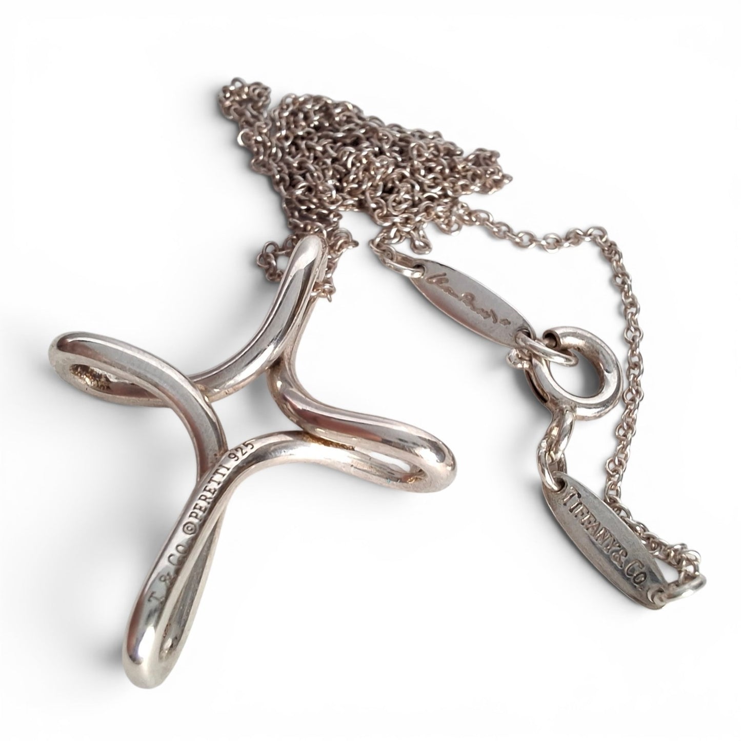 Tiffany & Co Elsa Peretti Design Infinity Cross Pendant Necklace in Sterling Silver