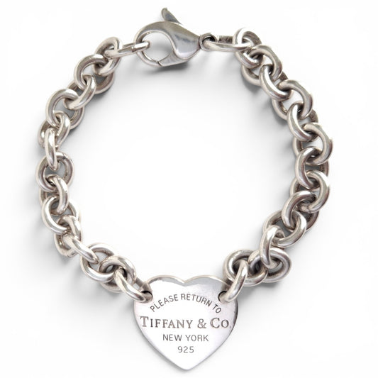 Vintage Return To Tiffany & Co Heart Tag Charm Bracelet in Hallmarked Sterling Silver