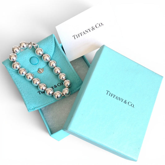 Vintage Tiffany & Co. 10mm Hardwear Kugelarmband aus punziertem Sterlingsilber mit Originalverpackung und Beutel