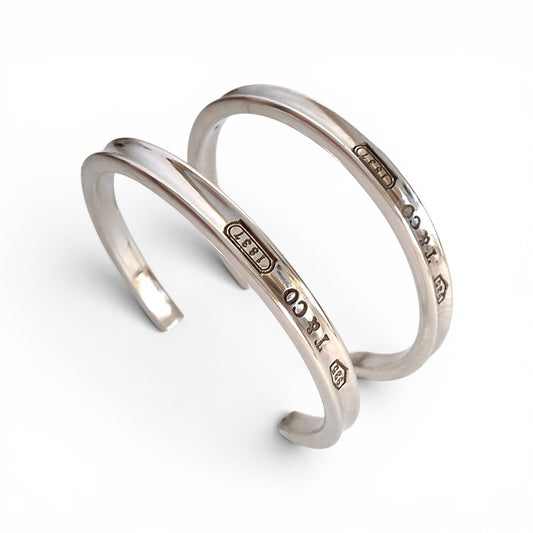 Vintage Tiffany & Co. 1837 Narrow 3mm x 34mm Large Hoop Earrings in Sterling Silver