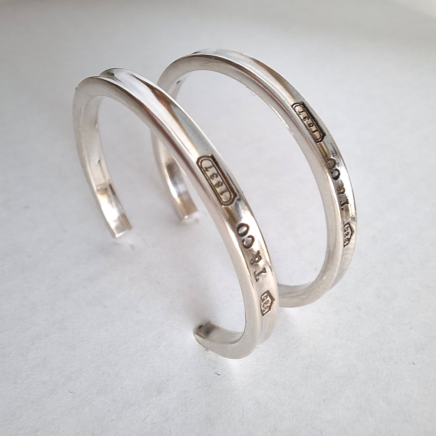 Vintage Tiffany & Co. 1837 Narrow 3mm x 34mm Large Hoop Earrings in Sterling Silver