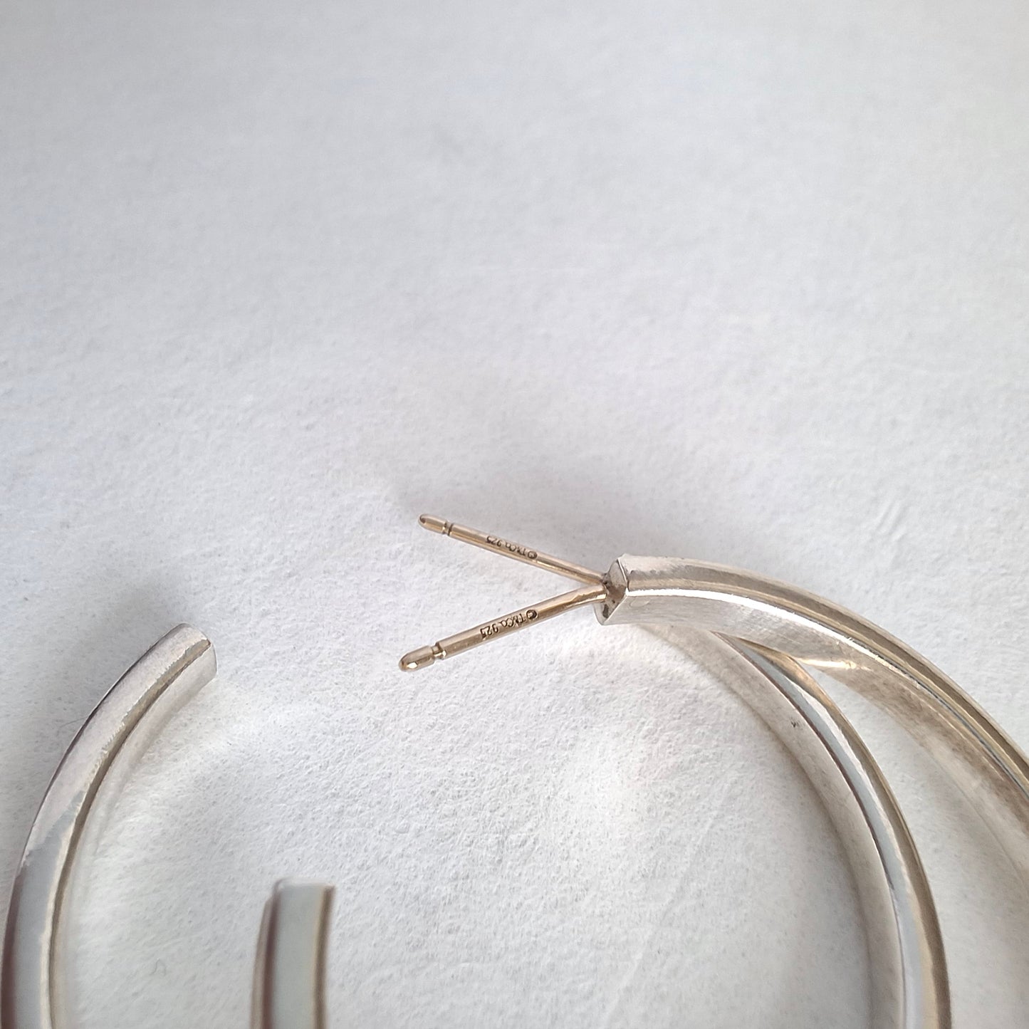 Vintage Tiffany & Co. 1837 Narrow 3mm x 34mm Large Hoop Earrings in Sterling Silver