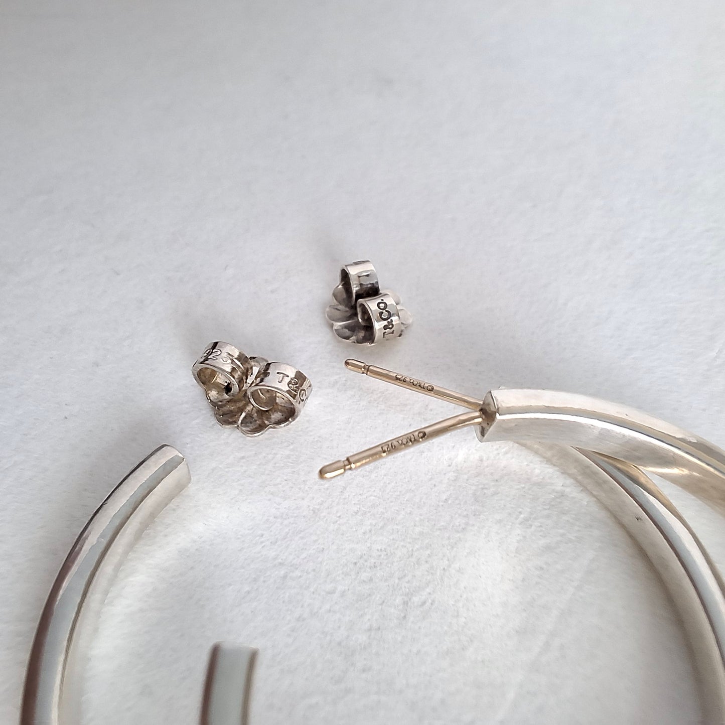 Vintage Tiffany & Co. 1837 Narrow 3mm x 34mm Large Hoop Earrings in Sterling Silver