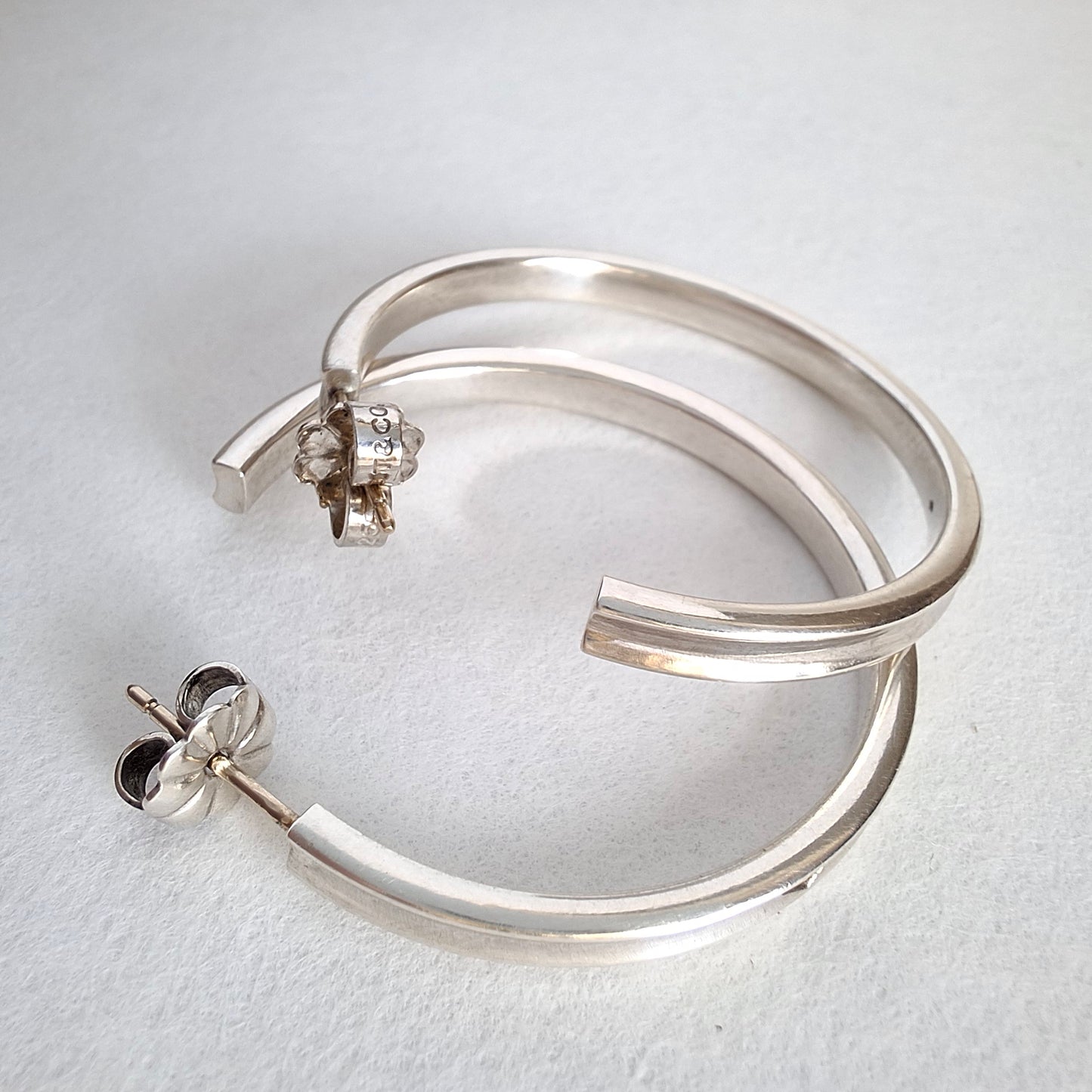 Vintage Tiffany & Co. 1837 Narrow 3mm x 34mm Large Hoop Earrings in Sterling Silver