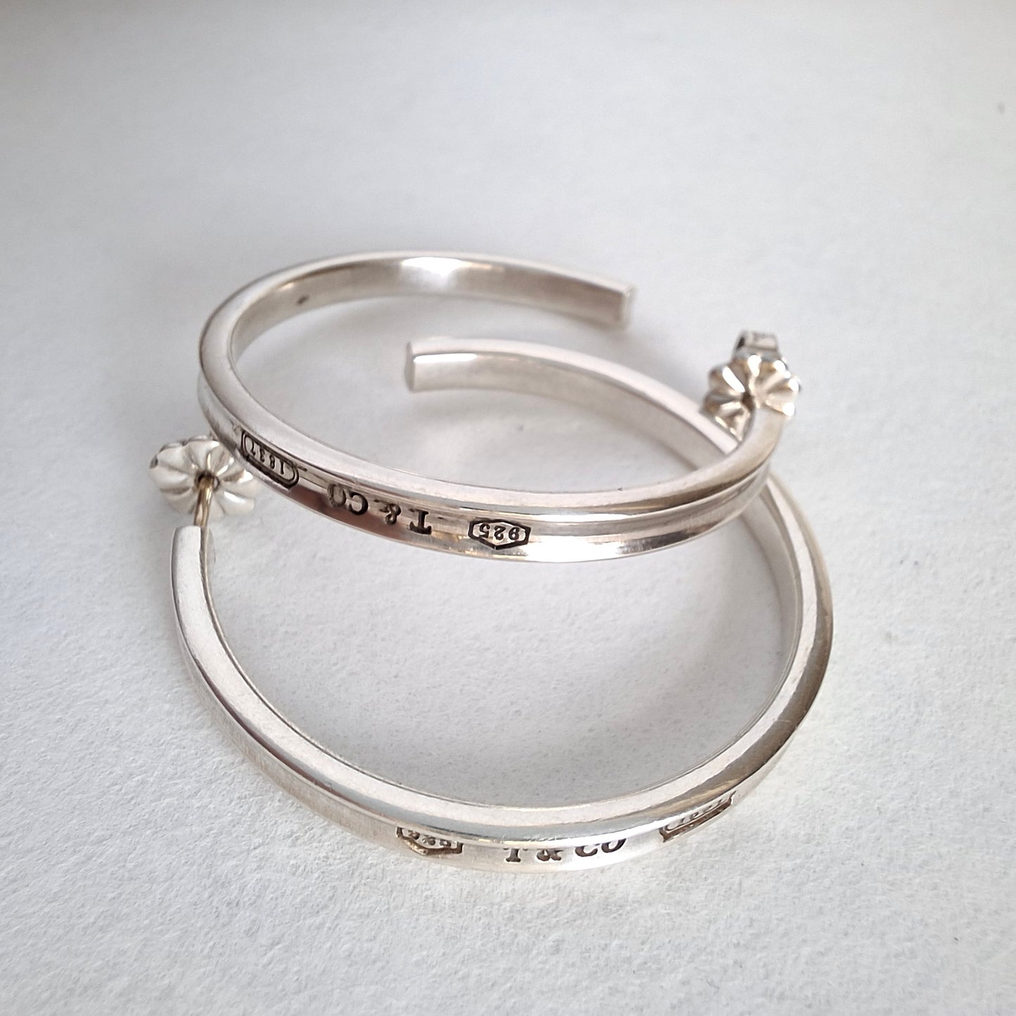 Vintage Tiffany & Co. 1837 Narrow 3mm x 34mm Large Hoop Earrings in Sterling Silver