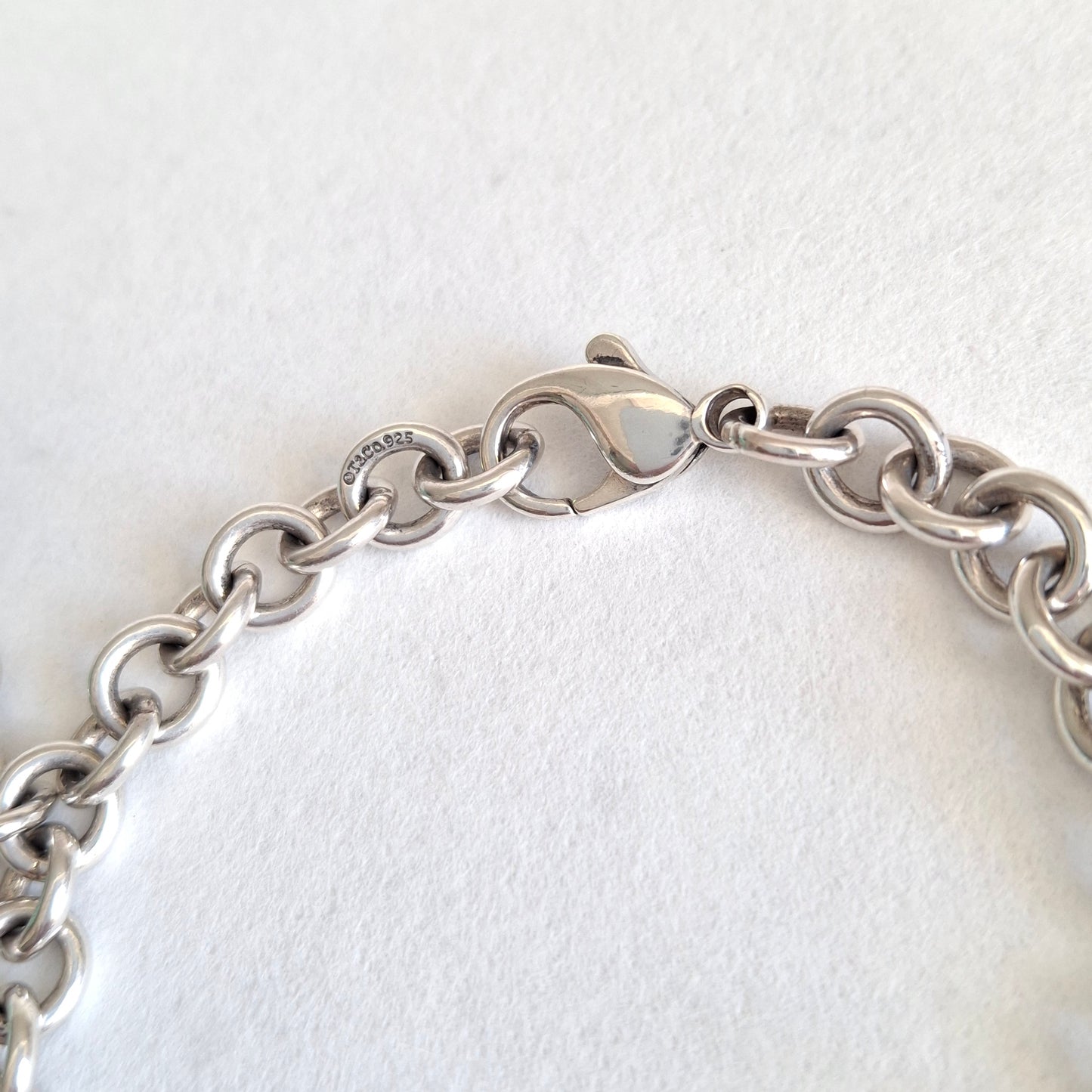 Vintage Tiffany & Co Five Heart Charm Bracelet in 925 Sterling Silver with Box and Pouch