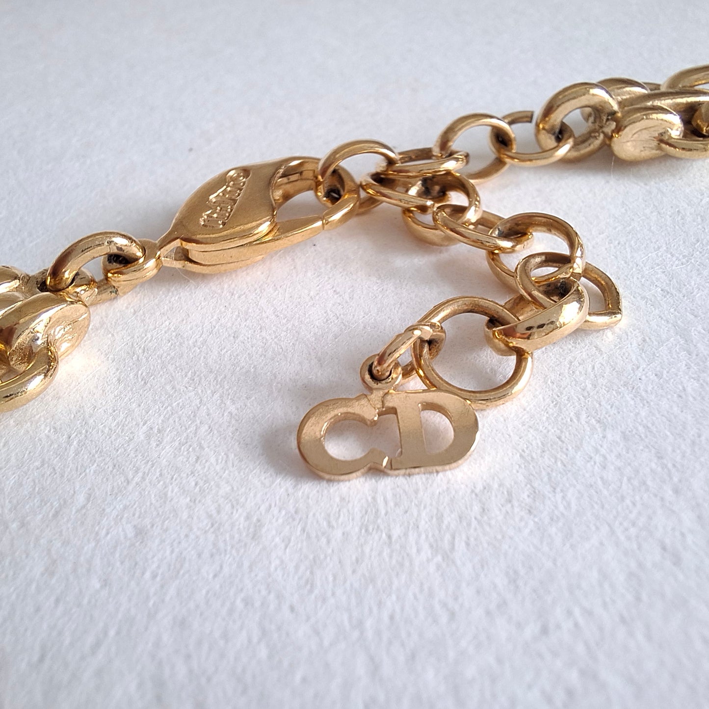 Vintage Christian Dior Gold Plated Adjustable Length Fancy Link Necklace