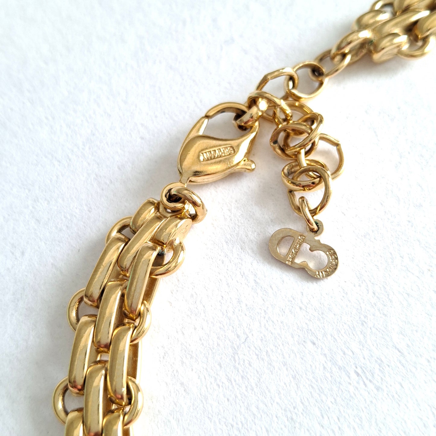 Vintage Christian Dior Gold Plated Adjustable Length Fancy Link Necklace