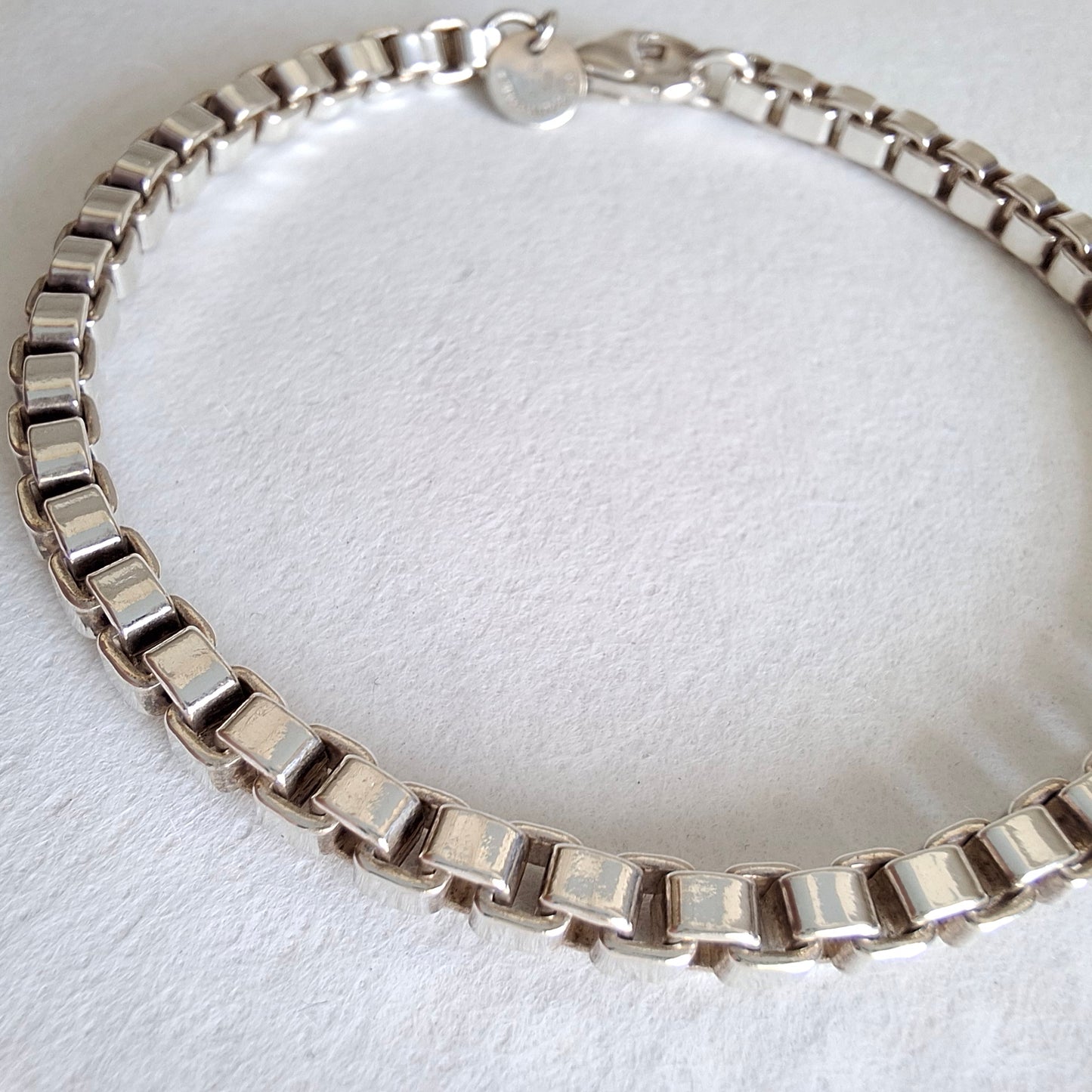 Tiffany & Co Venetian Square Link Bracelet in Hallmarked Sterling Silver