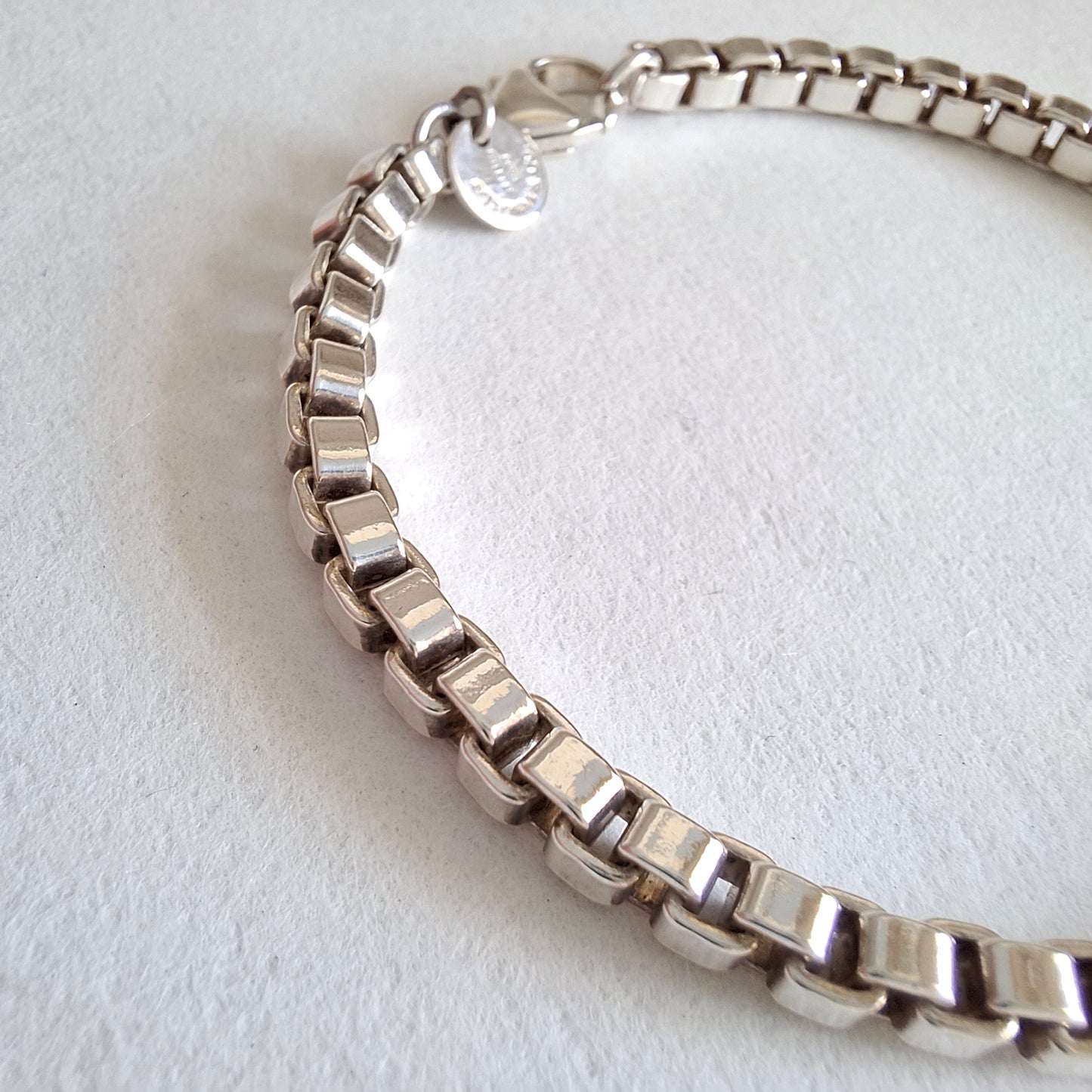 Tiffany & Co Venetian Square Link Bracelet in Hallmarked Sterling Silver