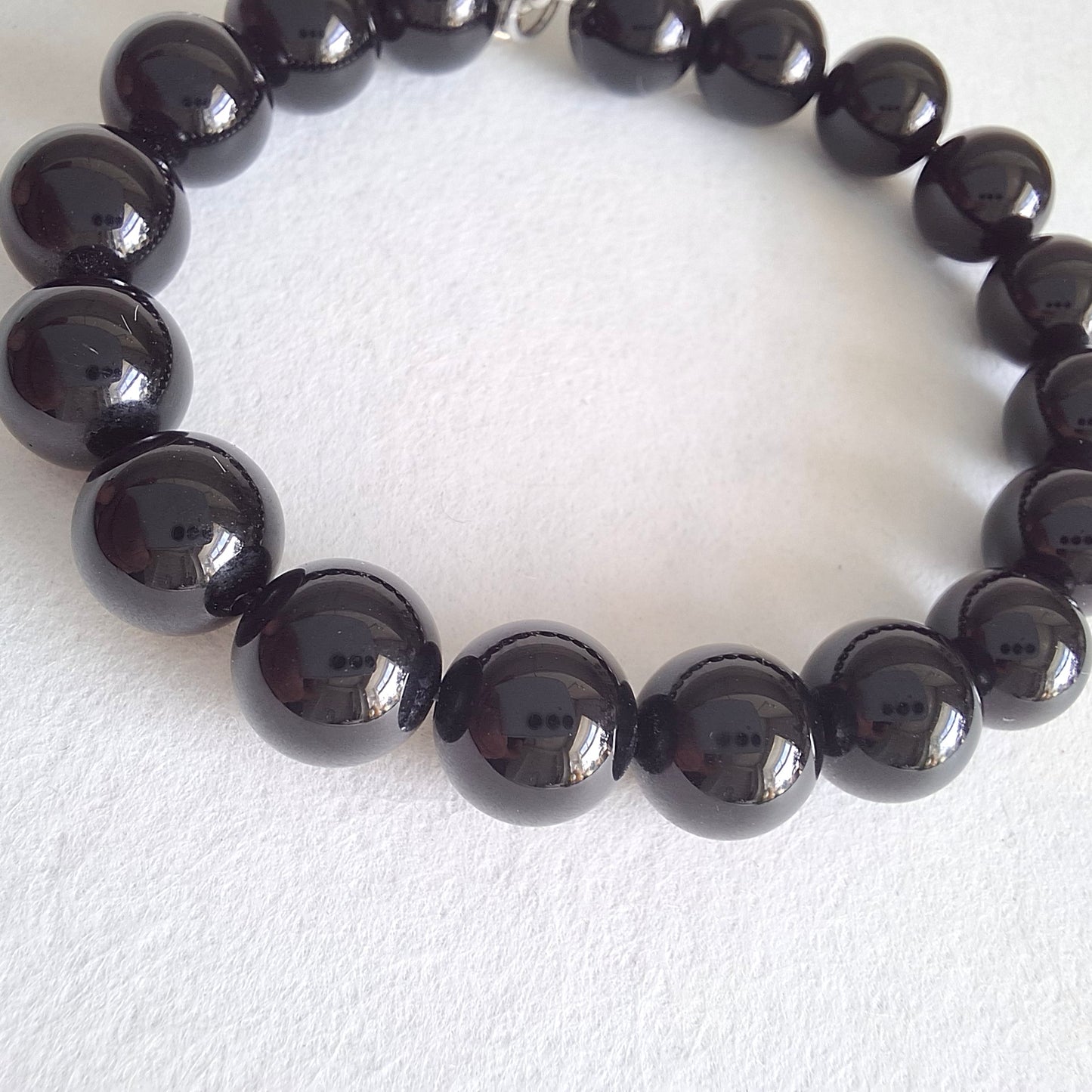 Tiffany & Co Hallmarked Sterling Silver Onyx Toggle Clasp Bead Bracelet